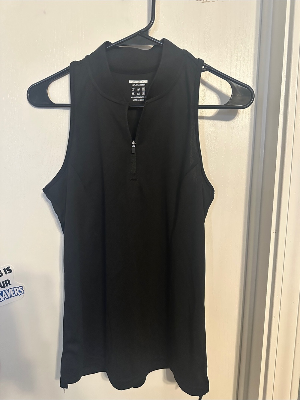 Sleeveless Black Zip-Front Women's Top
